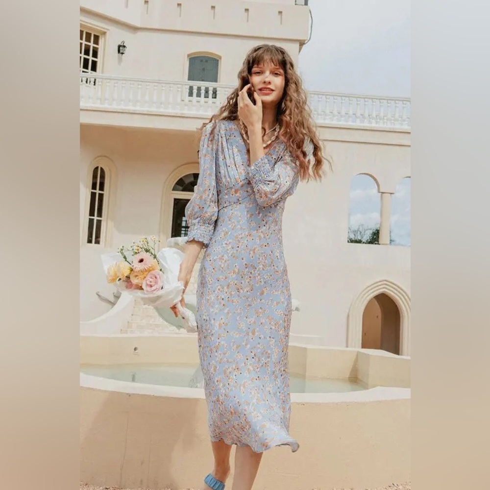 Petite Studio nyc Blue Floral Dress Gabriella